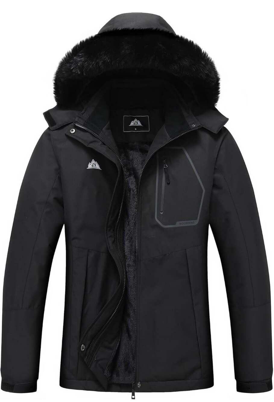 Moerdeng Women's Insulated Ski Jacket Size M Black Winter Coat